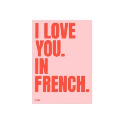 Affiche I love you in French - 50 x 70 cm - Pink