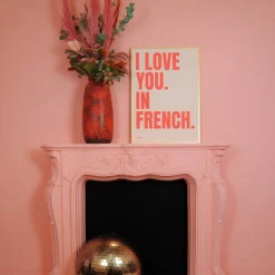 Affiche I love you in French - 50 x 70 cm - Pink
