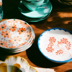 Assiette Fleurs Oranges en céramique
