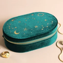 Boite à Bijoux en velours Nuit Étoilée - Bleu Sarcelle