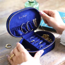 Boîte à bijoux en velours Starry Night - Bleu Marine