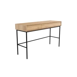 Bureau Whitebird en chêne verni - 2 Tiroirs