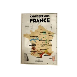 Carte des Vignobles Français - 30 x 40 cm - Ecru