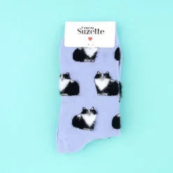 Chaussettes Chat Noir u0026 Blanc - Violet
