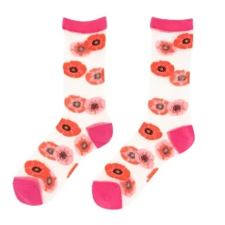 Chaussettes Transparentes 35/40 - Coquelicots