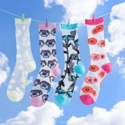 Chaussettes Transparentes 35/40 - Coquelicots
