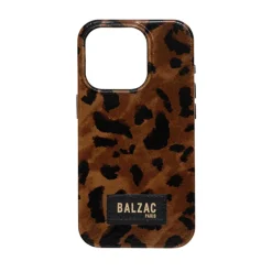 Coque de téléphone cuir guépard cappuccino