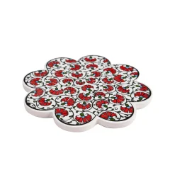 Dessous de Plat En Forme De Fleur - Rouge