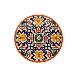 Dessous De Plat Rond en Céramique - Orange et Bleu