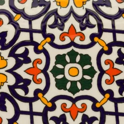 Dessous De Plat Rond en Céramique - Orange et Bleu