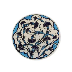 Dessous de Plat Rond en Céramique - Bleu et Beige