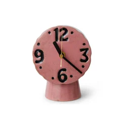 Horloge Rétro en céramique - h 16,2 cm - Rose