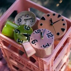 Horloge Rétro en céramique - h 16,2 cm - Rose