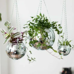 Jardinière suspendue Disco Ball - Argent