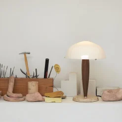 Lampe à poser Herman SHY3 - Noyer u0026 Marbre Crème