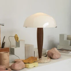 Lampe à poser Herman SHY3 - Noyer u0026 Marbre Crème