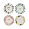 Lot de 4 Assiettes à pain / Dessous-de-verre Heart - Multi - Ø 15 cm