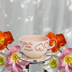 Mug Drink more amour - Rose/Rouge- Ø 16 x 8 cm