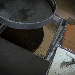 Plateau miroir fortement vieilli Charbon - Ø 48 cm