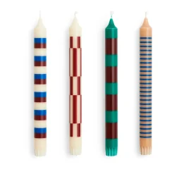 Set de 4 Bougies Pattern - Vert/Bleu/Marron
