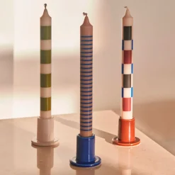 Set de 4 Bougies Pattern - Vert/Bleu/Marron