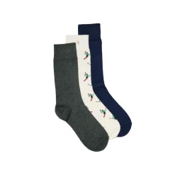 Set de 3 chaussettes Skieur - Marine Vert - 43/45