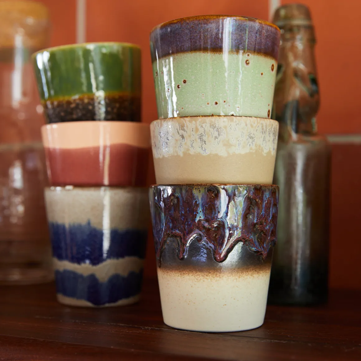 Set de 6 Mugs 70's Grounding en céramique