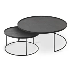 Set de 2 tables basses pour plateaux ronds en métal noir - Ø 62 cm u0026 Ø 93 cm