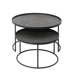 Set de 2 Tables basses pour plateaux ronds - Ø 62 cm u0026 Ø 49 cm
