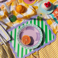 Set de table Biscotti à Rayures - 38 cm x 48 cm - Vert u0026 Violet