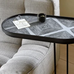 Table à plateau Oblong en métal et bois - L 69 cm