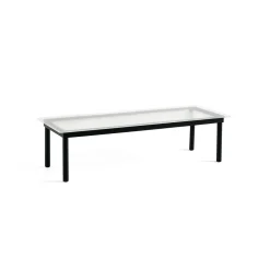 Table basse Kofi Chêne Massif Noir u0026 Verre Roseau Clair - l 140 x L 50 x h 36 cm
