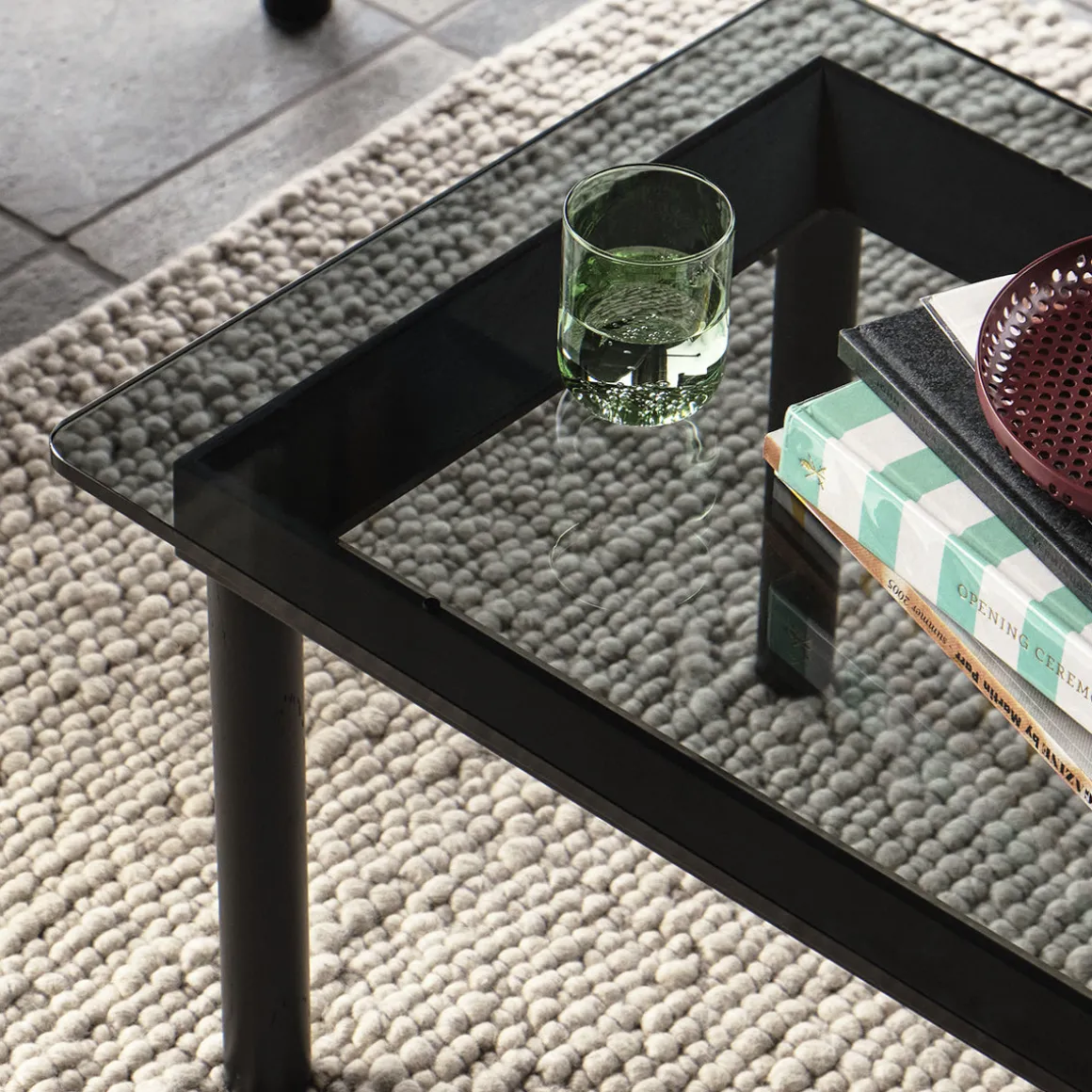 Table basse Kofi Chêne Massif Noir u0026 Verre Teinté Gris - l 140 x L 50 x h 36 cm