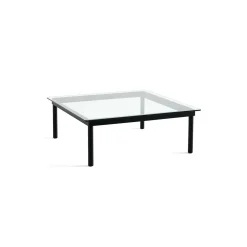 Table basse Kofi Chêne Massif Noir u0026 Verre Clair - l 100 x L 100 x h 36 cm