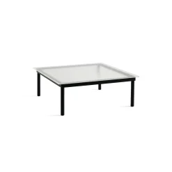 Table basse Kofi Chêne Massif Noir u0026 Verre Roseau Clair - l 100 x L 100 x h 36 cm