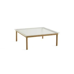 Table basse Kofi Chêne Massif u0026 Verre Roseau Transparent - l 100 x L 100 x h 36 cm