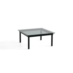 Table basse Kofi Chêne Massif Noir u0026 Verre Teinté Gris - l 80 x L 80 x h 36 cm