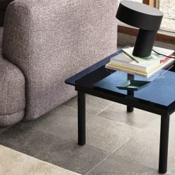 Table basse Kofi Chêne Massif Noir u0026 Verre Teinté Gris - l 80 x L 80 x h 36 cm