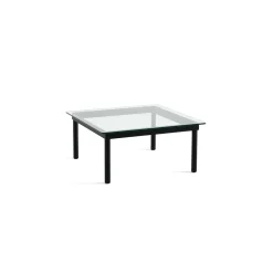 Table basse Kofi Chêne Massif Noir u0026 Verre Clair - l 80 x L 80 x h 36 cm