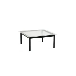Table basse Kofi Chêne Massif Noir u0026 Verre Roseau Clair - l 80 x L 80 x h 36 cm