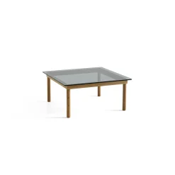 Table basse Kofi Chêne Massif u0026 Verre Teinté Gris - l 80 x L 80 x h 36 cm