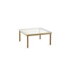 Table basse Kofi Chêne Massif u0026 Verre Roseau Transparent - l 80 x L 80 x h 36 cm