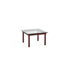 Table basse Kofi Chêne Massif Rouge Grange u0026 Verre Clair - l 60 x L 60 x h 36 cm