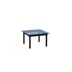 Table basse Kofi Chêne Massif Noir u0026 Verre Teinté Bleu - l 60 x L 60 x h 36 cm