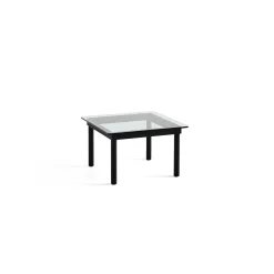 Table basse Kofi Chêne Massif Noir u0026 Verre Clair - l 60 x L 60 x h 36 cm