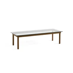 Table basse Kofi Noyer Massif u0026 Verre Clair - l 140 x L 50 x h 36 cm