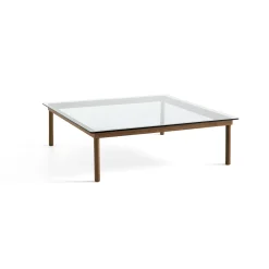 Table basse Kofi Noyer Massif u0026 Verre Clair - l 120 x L 120 x h 36 cm