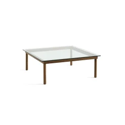 Table basse Kofi Noyer Massif u0026 Verre Clair - l 100 x L 100 x h 36 cm