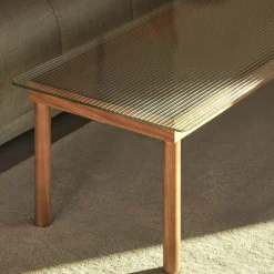 Table basse Kofi Noyer Massif u0026 Verre Clair - l 80 x L 80 x h 36 cm