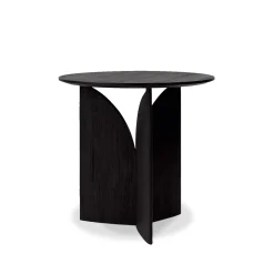 Table d'appoint Fin en teck noir verni - Ø 50 cm